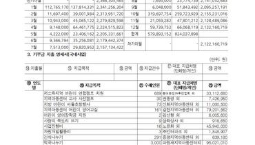  2017년 연간 기부금 모금액 및 활용실적 명세서